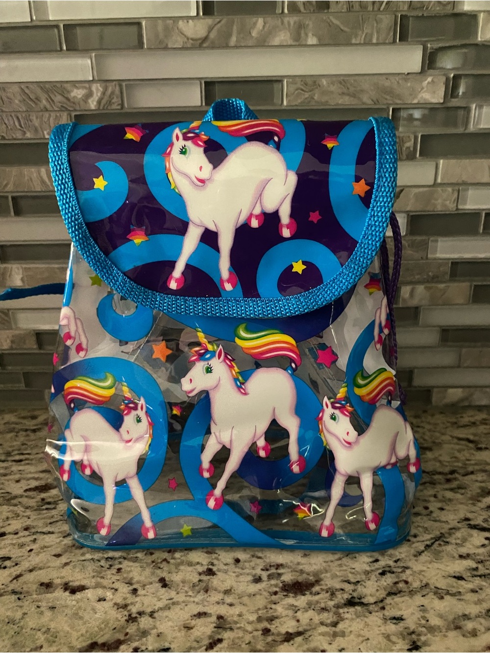 Vintage Lisa Frank Markie Unicorn mini backpack clear see through 90s y2k bag